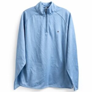 FENNEC Performance Fleece Lined 1/4 Zip Pullover Sz L Blue Mock Neck Athleisure